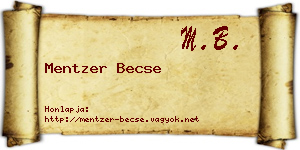 Mentzer Becse névjegykártya